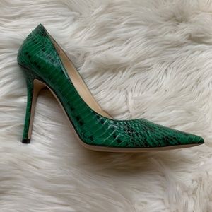 Jimmy Choo Green Croc-Embossed Heels